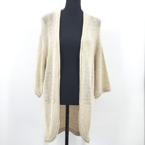 Magaschoni Long Cardigan Sweater Womens Size Small Open Front Clean Girl Boho - Picture 1 of 8